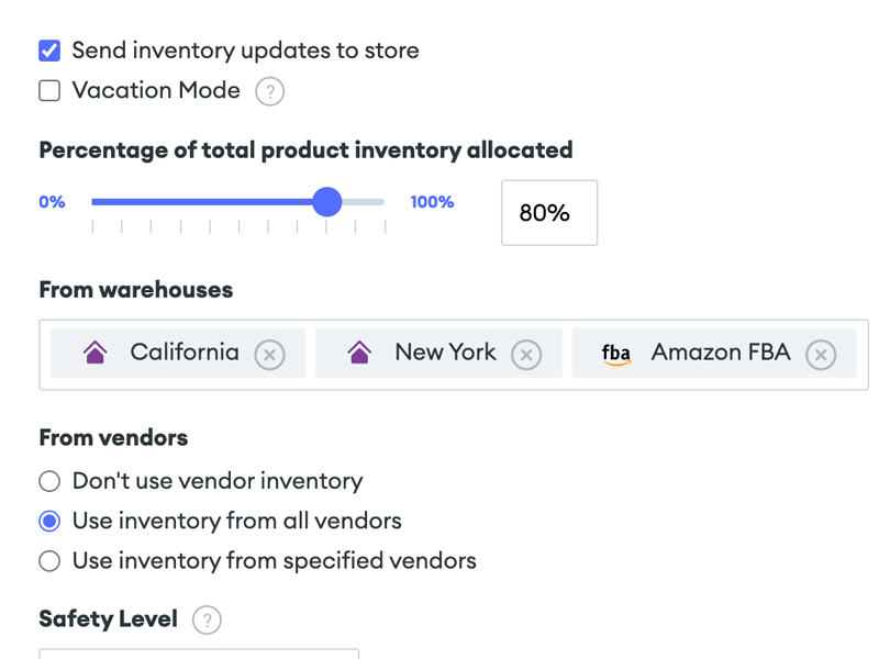 Screenshot of the Goflow dashboard, showing the inventory allocation card.