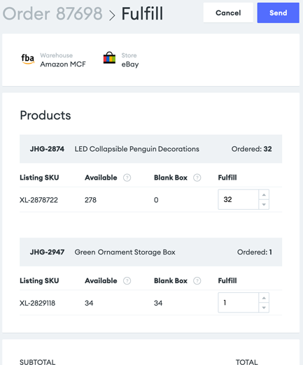 Screenshot of the Goflow dashboard, showing part of the 3PL fulfillment process.