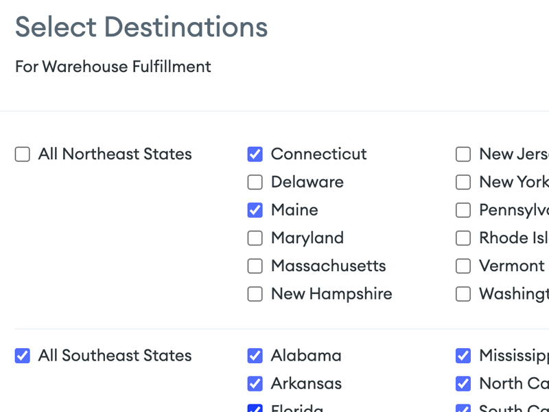 Screenshot of the Goflow dashboard, showing selection of different states for order routing.