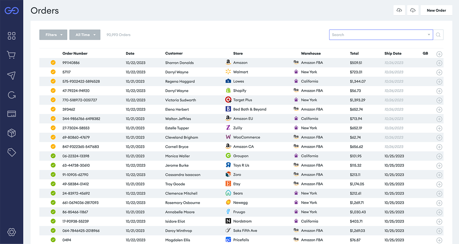 Screenshot of the Goflow Order Management software