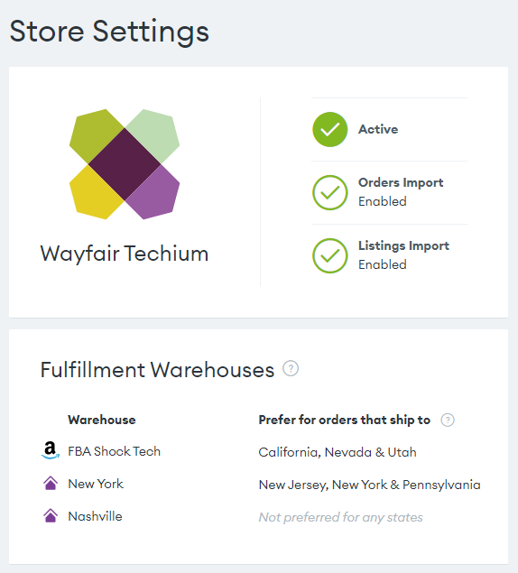 Goflow warehouse fulfillment settings with MCF