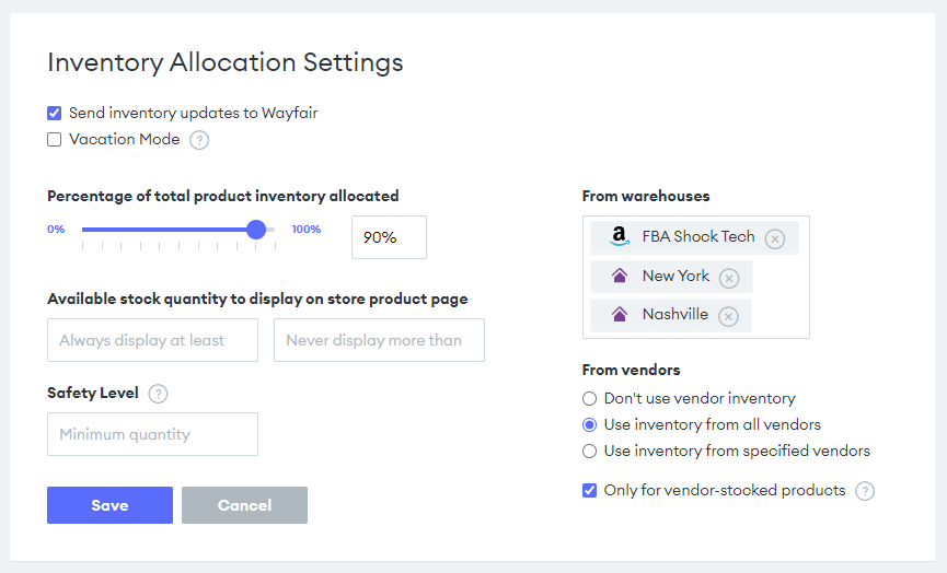 Goflow inventory allocation settings with MCF